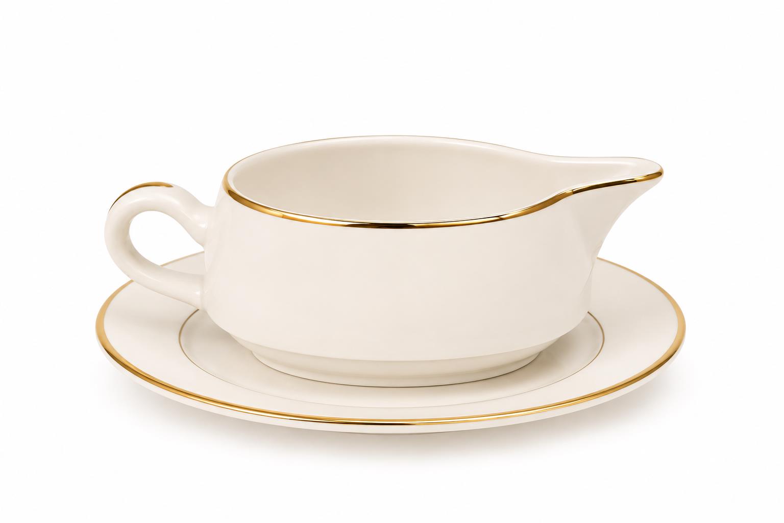 Rental store for China Ivory Gold Band Sauce Boat Stand in Naples FL